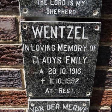 WENTZEL Gladys Emily 1916-1992