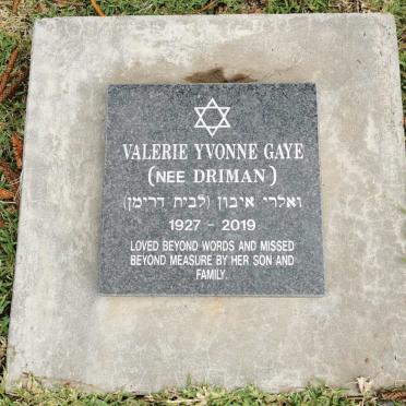 GAYE Valerie Yvonne nee DRIMAN 1927-2019