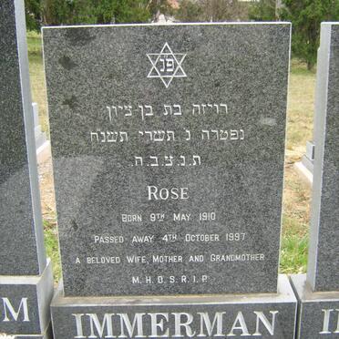 IMMERMAN Rose 1910-1997
