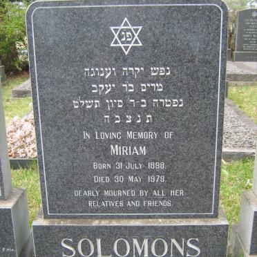 SOLOMONS Miriam 1898-1979