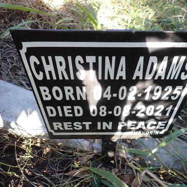 ADAMS Christina 1925-2021