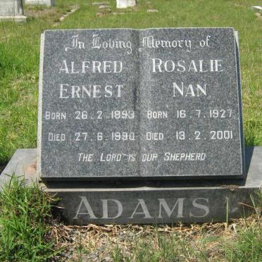 ADAMS Alfred Ernest 1893-1990 &amp; Rosalie Nan 1927-2001