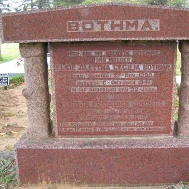 BOTHMA  Gideon Frederick 1884-1949 &amp; Elsie Alettha Cecilia 1899-1941