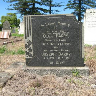BARRY Joseph 1876-1961 &amp; Olga V.D. HOVEN 1887-1959