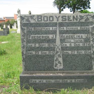 BOOYSEN Frederick J. 1876-1942 &amp; Herculina 1874-1954
