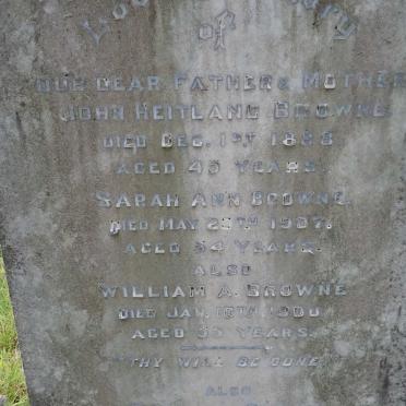 BROWNE John Heitland -1888 &amp; Sarah Ann -1907