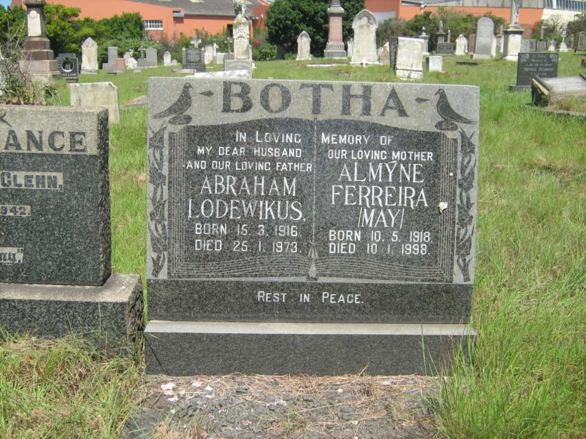 BOTHA Abraham Lodewikus 1916-1973 &amp; Almyne Ferreira 1918-1998