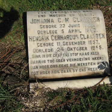 CLAASSEN Hendrik Gerhardus 1857-1955 &amp; Johanna C.M. 1868-1940