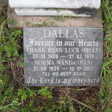 DALLAS Frank Ryan Luck 1926-1976 &amp; Norma Wanda 1928-2012