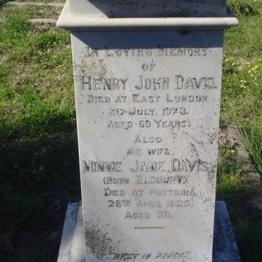 DAVIS Henry John -1923 &amp; Minnie Jane ELSBURY -1925