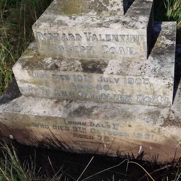 EGAN Richard Valentine Joseph -1905 &amp; Mary Ann Caroline DALY -1931