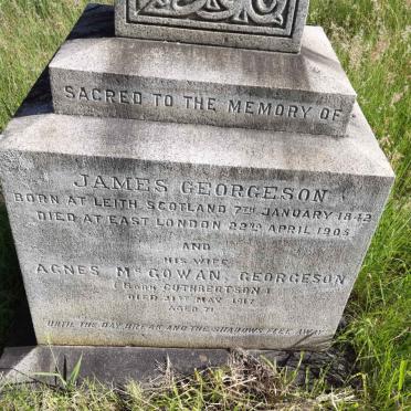 GEORGESON James 1842-1905 &amp; Agnes Mcgowan CUTHBERTSON  -1917