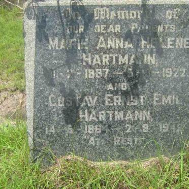 HARTMANN Gustav Ernst Emil 1864-1949 &amp; Marie Anna Helene 1887-1922