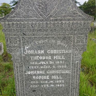 HILL Johann Christian Theodor 1831-1908 &amp; Johanne Christiane Sophie 1837-1907