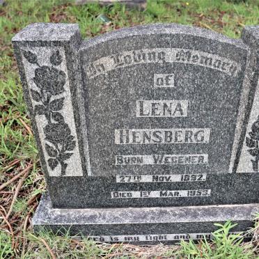 HENSBERG Lena nee WEGENER 1892-1953
