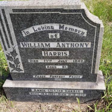 HARRIS William Anthony  -1942 &amp; Annie Lilian 1883-1960