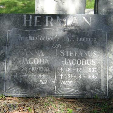 HERMAN Stefanus Jacobus 1907-1985 &amp; Anna Jacoba 1908-1991