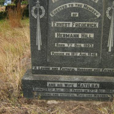 HILL Ernest Frederick Hermann 1902-1946 &amp; Matilda 1901-1984