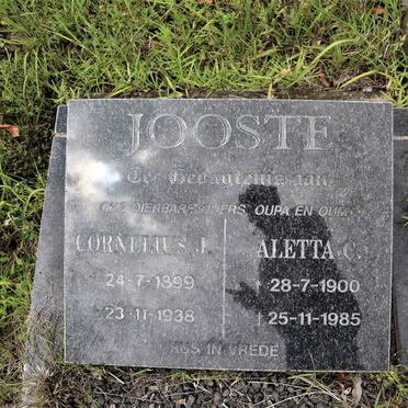 JOOSTE Cornelius J. 1899-1938 &amp; Aletta C. 1900-1985