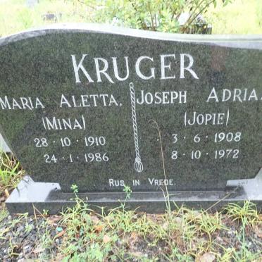 KRUGER Joseph Adriaan 1908-1972 &amp; Maria Aletta 1910-1986