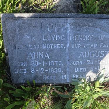 LOPPNOW August 1866-1961 &amp; Anna 1870-1930