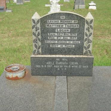 LOGAN Matthew Thomas 1876-1947 &amp; Adele Barbara Logan -1967