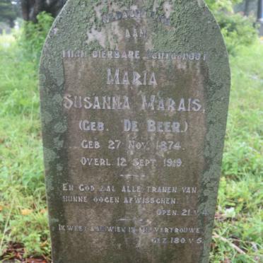 MARAIS Maria Susanna nee DE BEER 1874-1919