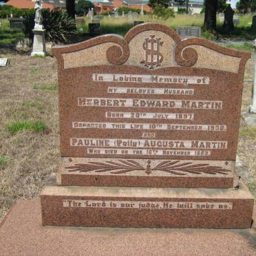 MARTIN Herbert Edward 1897-1938 &amp; Pauline Augusta -1953