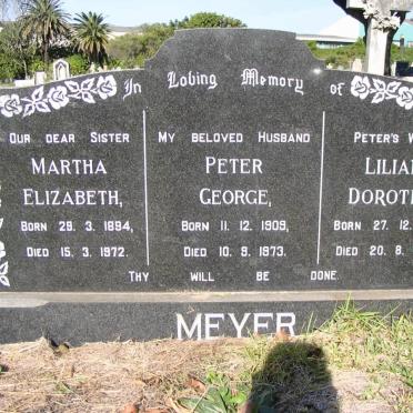 MEYER Peter George 1909-1973 &amp; Lilian Dorothy 1914-1997 :: MEYER Martha Elizabeth 1894-1972