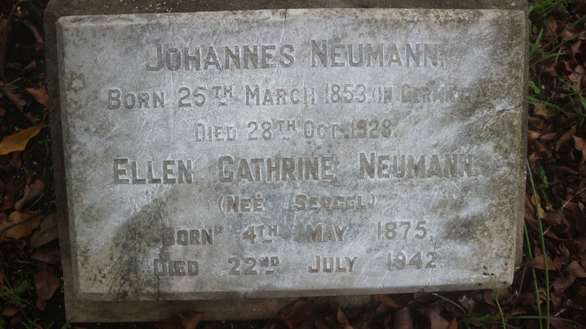 NEUMANN Johannes 1853-1928 &amp; Ellen Catherine SERCEL 1875-1942