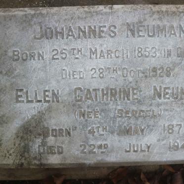NEUMANN Johannes 1853-1928 &amp; Ellen Catherine SERCEL 1875-1942