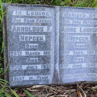 NEPGEN Arnoldus F. 1882-1950 &amp; Annie Louisa 1882-1943