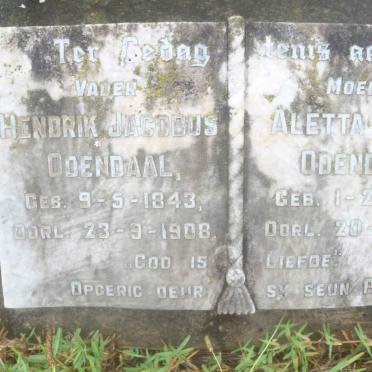 ODENDAAL Hendrik Jacobus 1843-1908 &amp; Aletta Maria 1844-1918