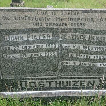 OOSTHUIZEN John Pieter 1863-1955 &amp; Beatrice Hendrina V.D. WESTHUIZEN 1863-1942