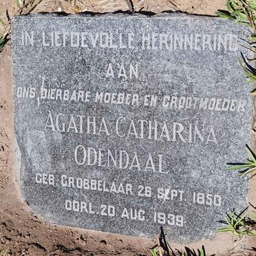 ODENDAAL Agatha Catharina nee GROBBELAAR 1850-1939