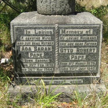 PAPE Otto Robert 1870-1942 &amp; Ada Sarah BROOKS 1870-1944