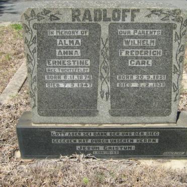 RADLOFF Wilhelm Frederich Carl 1851-1938 &amp; Alma Anna Ernestine TUCHTEFELDT 1874-1947