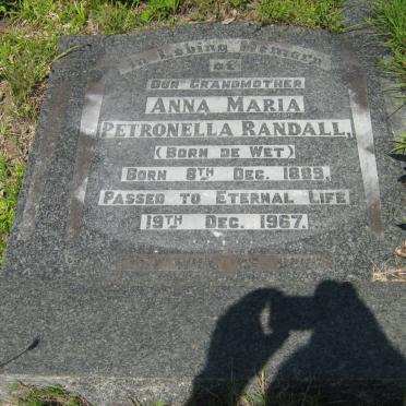 RANDALL Anna Maria Petronella nee DE WET 1889-1967