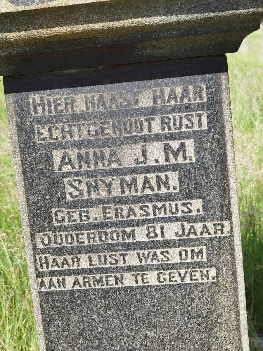 SNYMAN Anna J.M. nee ERASMUS