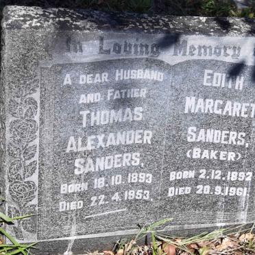 SANDERS Thomas Alexander 1893-1953 &amp; Edith Margaret BAKER 1892-1961