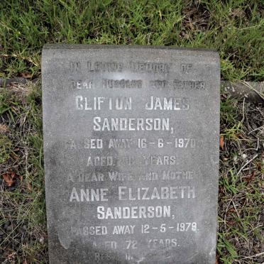 SANDERSON Clifton James -1970 &amp; Anne Elizabeth -1979