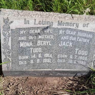 TODD Jack 1908-1983 &amp; Mona Beryl 1914-1951