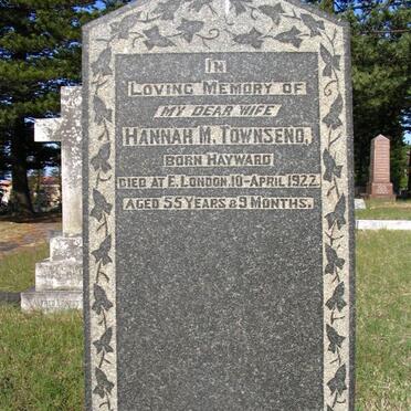 TOWNSEND Hannah M. born HAYWARD -1922