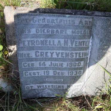 VENTER Petronella H. nee GREYVENSTEIN 1900-1930