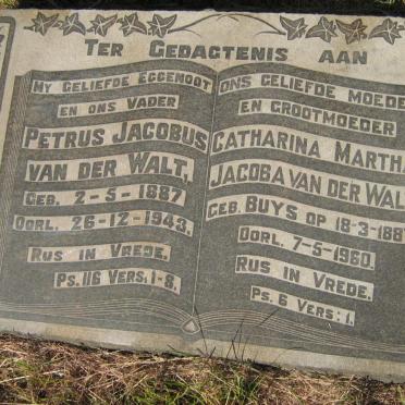 WALT Petrus Jacobus, van der 1887-1943 &amp; Catharina Martha 1887-1960
