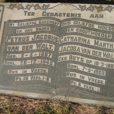 WALT Petrus Jacobus, van der 1887-1943 &amp; Catharina Martha 1887-1960