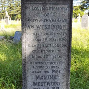 WESTWOOD Wm. 1854-1911 &amp; Martha -1919