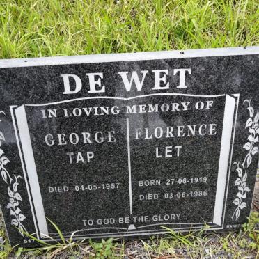 WET George, de -1957 &amp; Florence 1919-1986