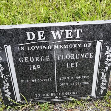 WET George, de -1957 &amp; Florence 1919-1986
