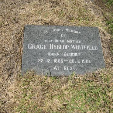 WHITFIELD Grace Hyslop nee GEDDIE 1896-1981
